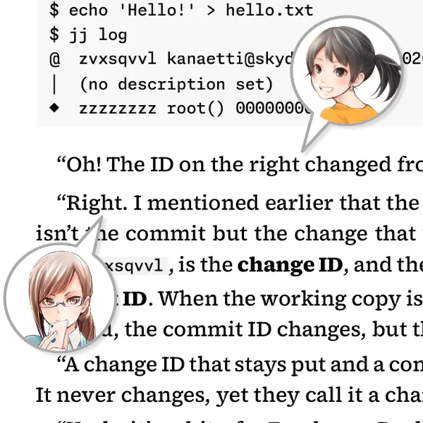 Dialogue between the senpai and the kōhai, as it appears in the book